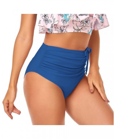 Women's V Cut Front Cheeky High Cut Ruched Swim Bikini Bathing Suit Bottoms Royal Blue-833 $11.19 Swimsuits