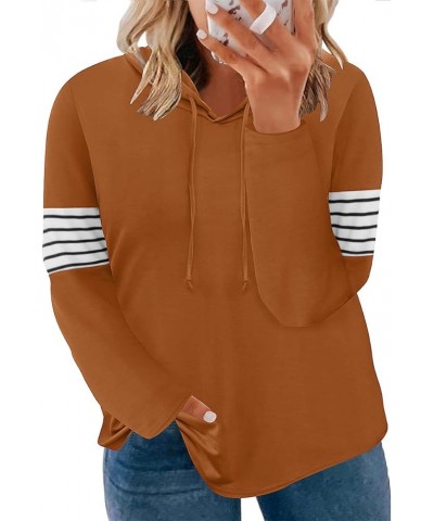 Plus Size Hooide Women Long Sleeve Fall Pocket Hooded Sweatershirt XL-5XL A566-caramel $18.80 Hoodies & Sweatshirts