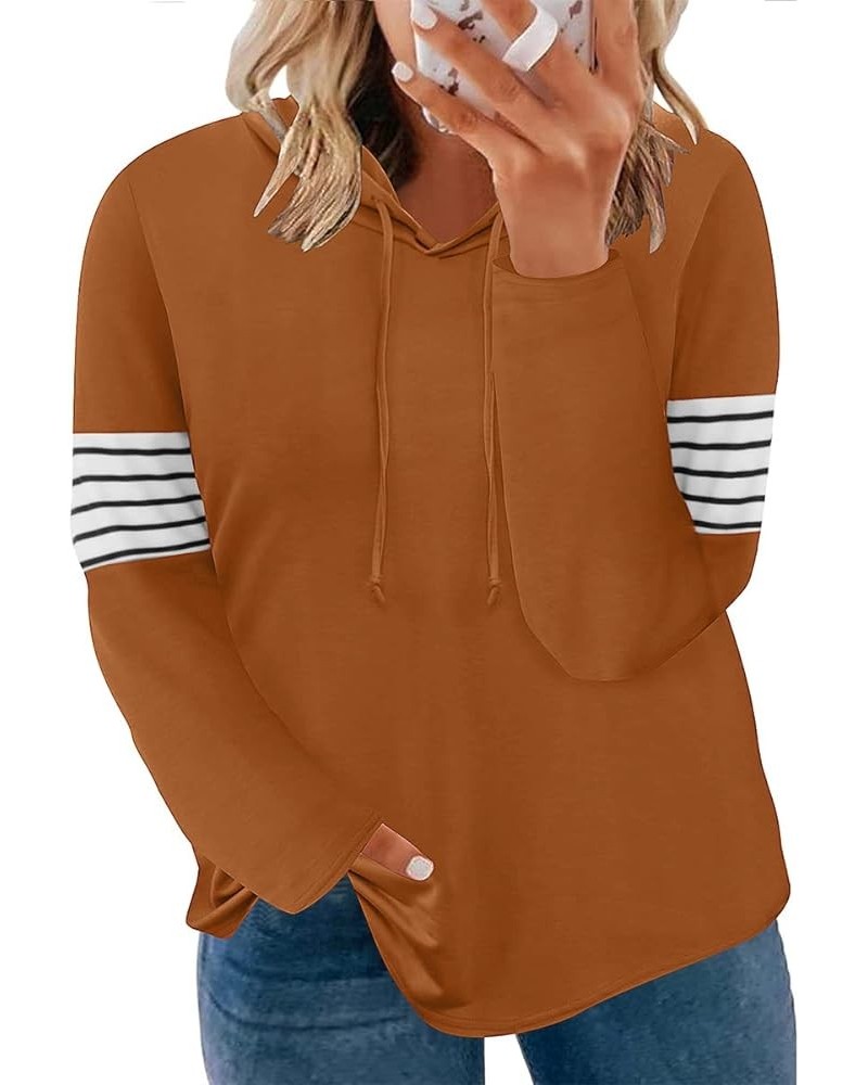 Plus Size Hooide Women Long Sleeve Fall Pocket Hooded Sweatershirt XL-5XL A566-caramel $18.80 Hoodies & Sweatshirts