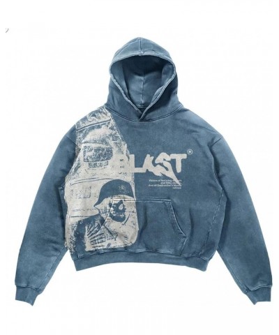 Y2k Jacket Blast Graphic Hoodie Oversize Skull Sweatshirt Harajuku Gothic Streetwear Mens Fashion Streetwear An-blast-blue Ho...