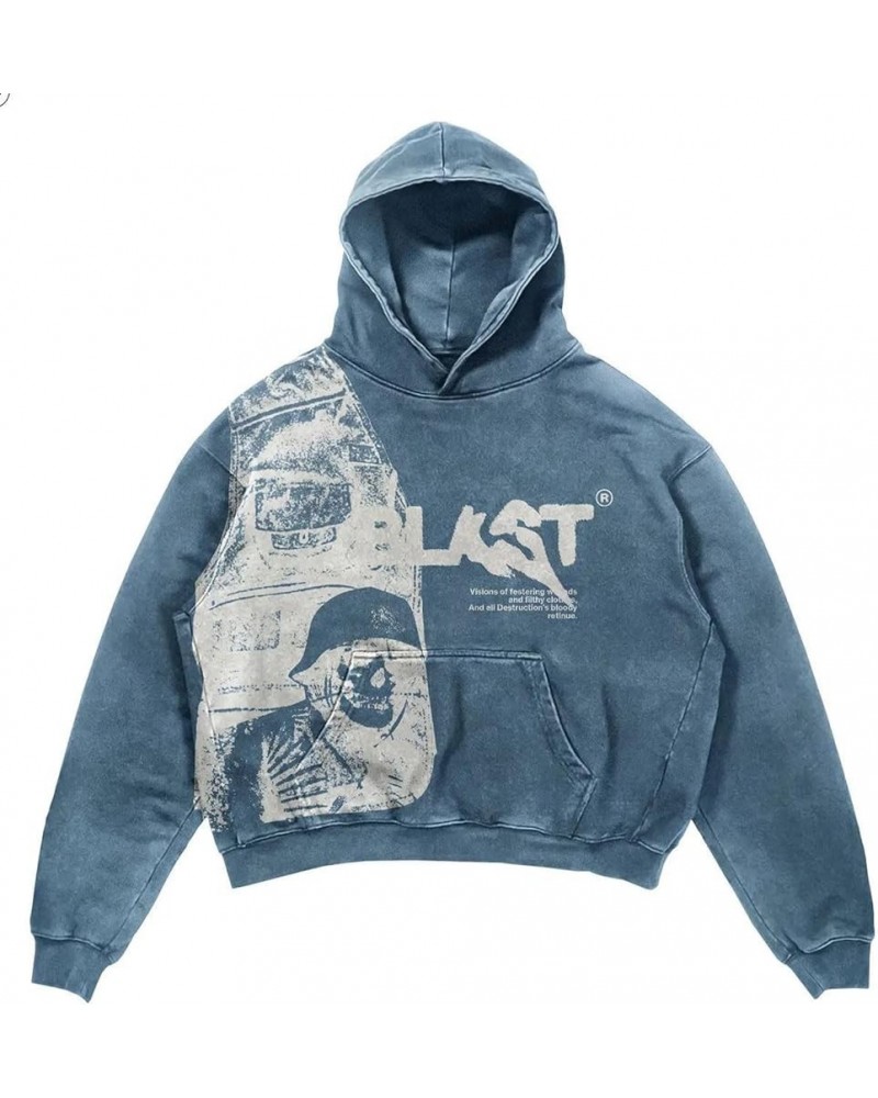 Y2k Jacket Blast Graphic Hoodie Oversize Skull Sweatshirt Harajuku Gothic Streetwear Mens Fashion Streetwear An-blast-blue Ho...