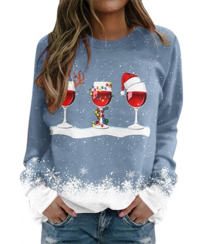 Christmas Sweatshirts for Women Christmas Tree Graphic Pullover Sweatshirt Cute Crewneck Christmas Gnome Shirts Tops V-blue $...