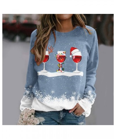 Christmas Sweatshirts for Women Christmas Tree Graphic Pullover Sweatshirt Cute Crewneck Christmas Gnome Shirts Tops V-blue $...