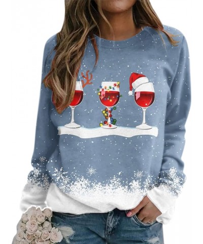 Christmas Sweatshirts for Women Christmas Tree Graphic Pullover Sweatshirt Cute Crewneck Christmas Gnome Shirts Tops V-blue $...