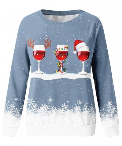 Christmas Sweatshirts for Women Christmas Tree Graphic Pullover Sweatshirt Cute Crewneck Christmas Gnome Shirts Tops V-blue $...