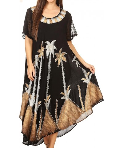 Watercolor Palm Tree Tank Caftan Dress Brown / Silver $16.82 Swimsuits