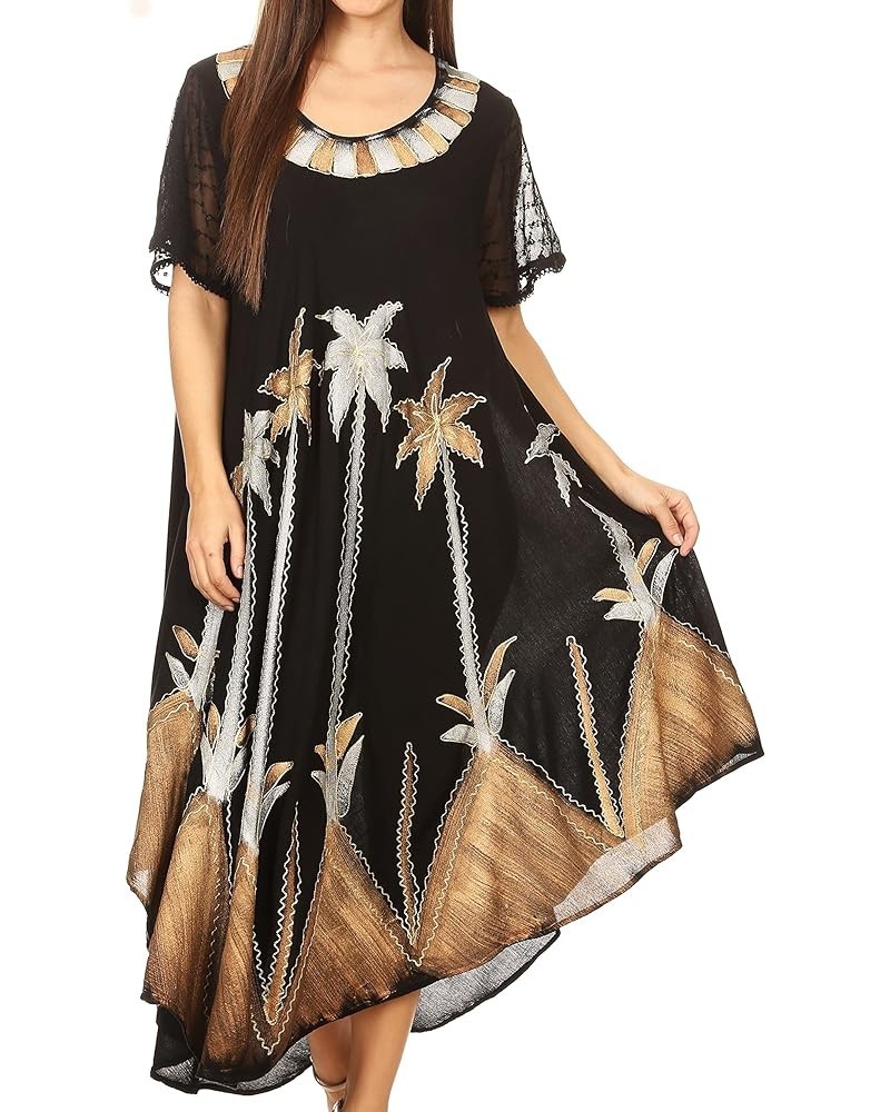 Watercolor Palm Tree Tank Caftan Dress Brown / Silver $16.82 Swimsuits