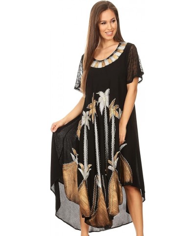 Watercolor Palm Tree Tank Caftan Dress Brown / Silver $16.82 Swimsuits