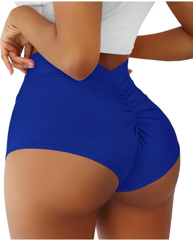 Women's High Waist Yoga Booty Shorts V Back Scrunch Gym Workout Spandex Dance Hot Pants Butt Lifting Rave Bottoms Blue $13.74...