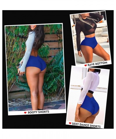 Women's High Waist Yoga Booty Shorts V Back Scrunch Gym Workout Spandex Dance Hot Pants Butt Lifting Rave Bottoms Blue $13.74...