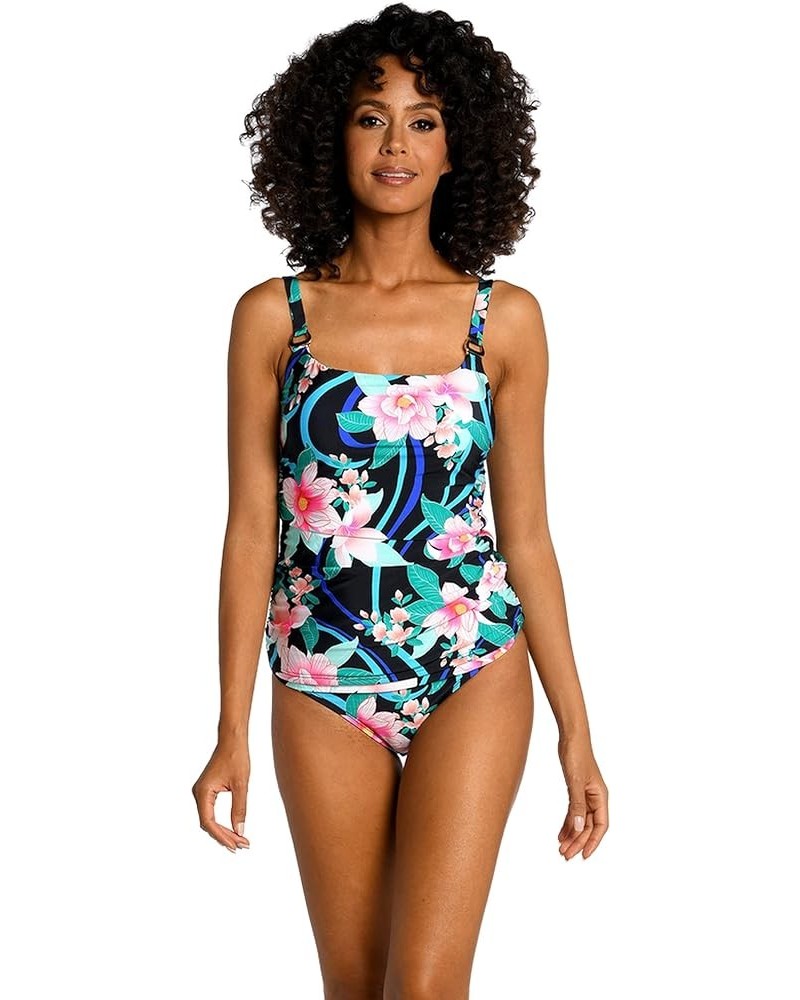 Women's Lingerie Strap Tankini Swimsuit Top Black//Nightfall Blooms $17.62 Swimsuits