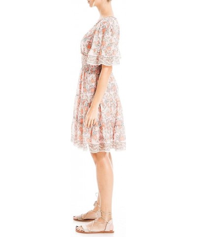 Women's Sleeve Tiered Short Dress Blush Rose Bloom $20.43 Dresses