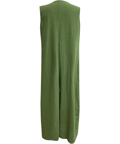 Womens Jumpsuits 3/4 Sleeve Plus Size T-Shirt One Piece Solid Button Wide Leg Rompers Summer Overalls with Pockets 3-green $1...