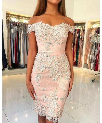 Women's Off Shoulder Mermaid Lace Appliques Cocktail Dresses Evening Gowns Red $41.36 Dresses