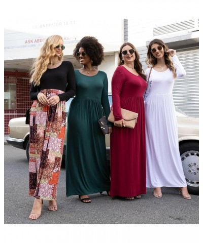 Women's Long Sleeve Loose Plain Maxi Dresses Casual Long Dresses with Pockets 1-long Sleeve Grey $21.00 Dresses