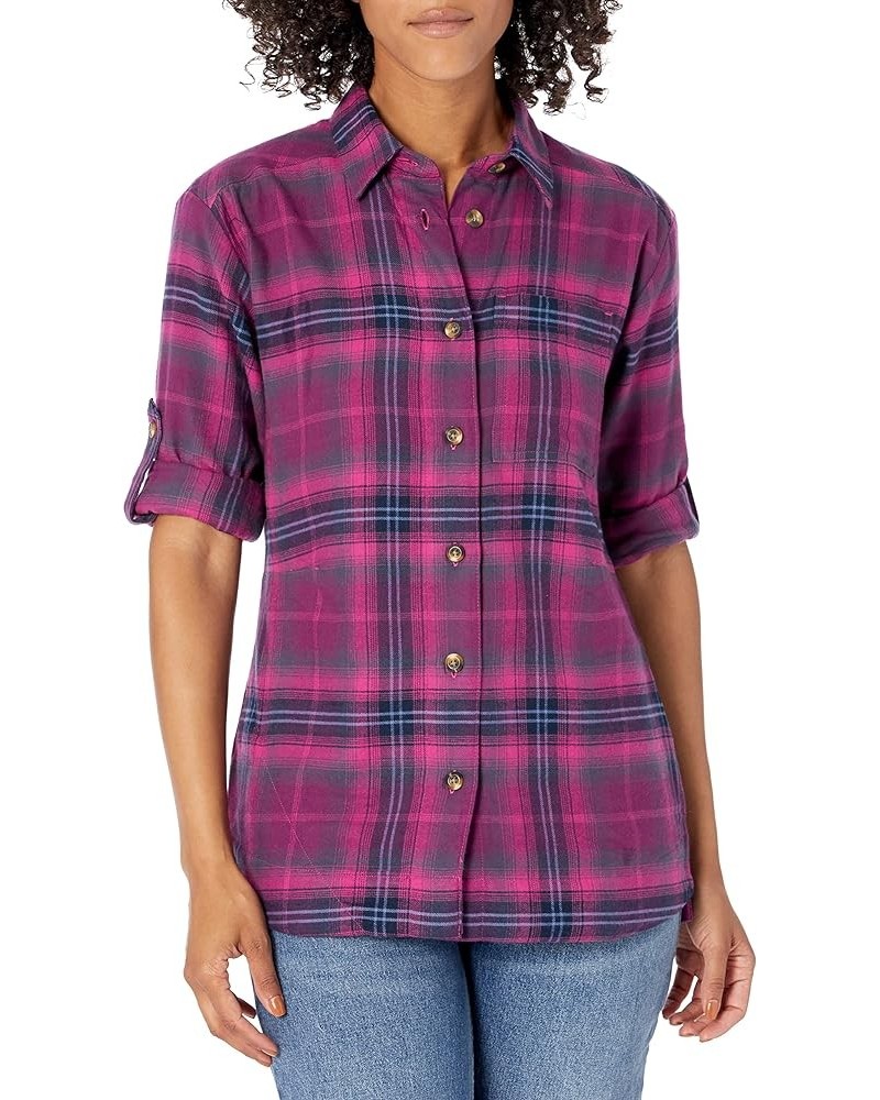 Women's Holly Hideaway Flannel Shirt Wild Fuchsia Multi Tartan $25.95 Blouses