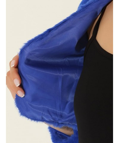 Women's Christmas Cropped Jacket Evening Open Front Bolero Faux Fur Shrug Royal Blue $22.95 Coats