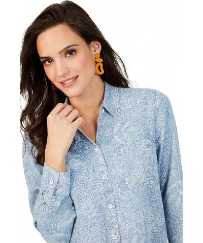 Women's Zoey Long Sleeve Fallen Foliage Blouse Bluewash $28.41 Blouses