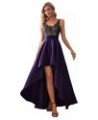 Women's V-Neck A-line High-Low Party Dress Long Evening Dress 0667 Purple $42.63 Dresses
