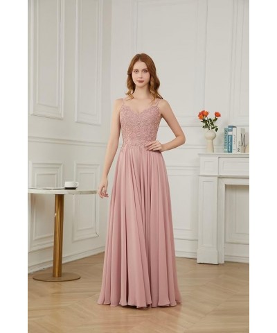 V-Neck Bridesmaid Dresses for Women 2024 Lace Appliques Chiffon Prom Dress Formal Evening Party Gowns Light Purple $33.79 Dre...