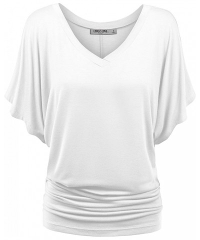 Women's Short Sleeve Crew Neck/V Neck Tie-Dye Dolman Tunic Top Wt1038_white $14.13 Tops