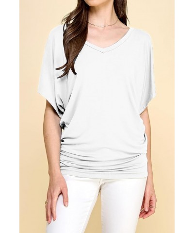 Women's Short Sleeve Crew Neck/V Neck Tie-Dye Dolman Tunic Top Wt1038_white $14.13 Tops