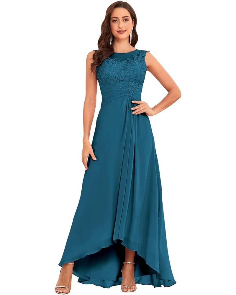 Tea Length Mother of The Bride Dresses for Wedding Lace Appliques Formal Dresses Evening Gowns Peacock $49.39 Dresses