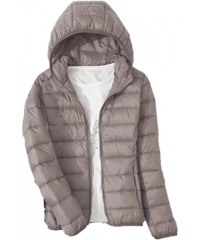 Thin Down Jacket Women Autumn Winter Slim Short Hooded Warm White Duck Down Coat Red Wine Hooded $20.86 Jackets