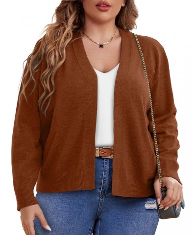 Brown Plus Size Dressy Cardigan Plus Size Open Front Sweater Plus Size Knit Cardigan Sweater Plus Size Ribbed Knit Cardigan K...