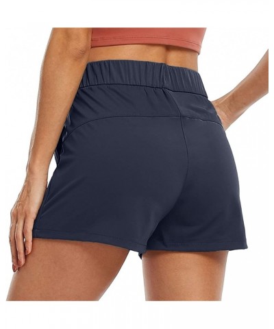 Women's Plus Size Casual Shorts Drawstring Wide Leg Shorts Loose Summer Shorts Elastic Waist Shorts B08-blue $7.69 Activewear