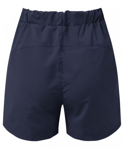 Women's Plus Size Casual Shorts Drawstring Wide Leg Shorts Loose Summer Shorts Elastic Waist Shorts B08-blue $7.69 Activewear