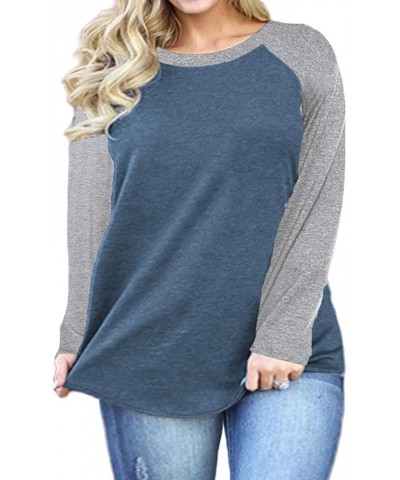 Plus Size Tops for Women Raglan Long Sleeve Tunic Shirts Turquoise $13.49 Tops