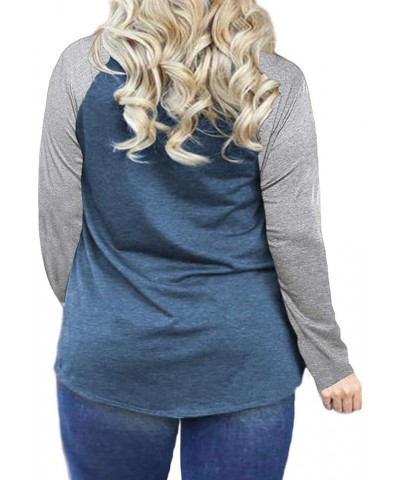 Plus Size Tops for Women Raglan Long Sleeve Tunic Shirts Turquoise $13.49 Tops