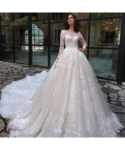 Lace Mermaid Wedding Dresses for Bride 2021 Sweep Train Long Sleeve Wedding Dresses Bridal Gowns St23-ivory $49.58 Dresses