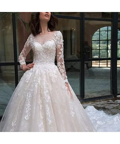 Lace Mermaid Wedding Dresses for Bride 2021 Sweep Train Long Sleeve Wedding Dresses Bridal Gowns St23-ivory $49.58 Dresses